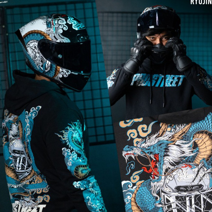 Hoodie Prostreet Ryujin Full Print Sablon Unisex Pria Wanita size M-XXL