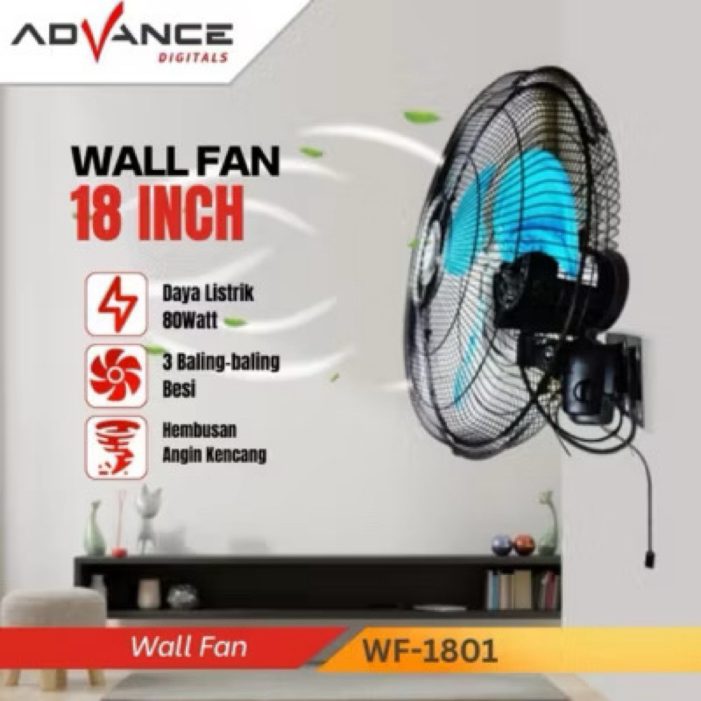[PRELOVED] Kipas angin dinding besi advance WF-1801 low watt kipas bekas second seken