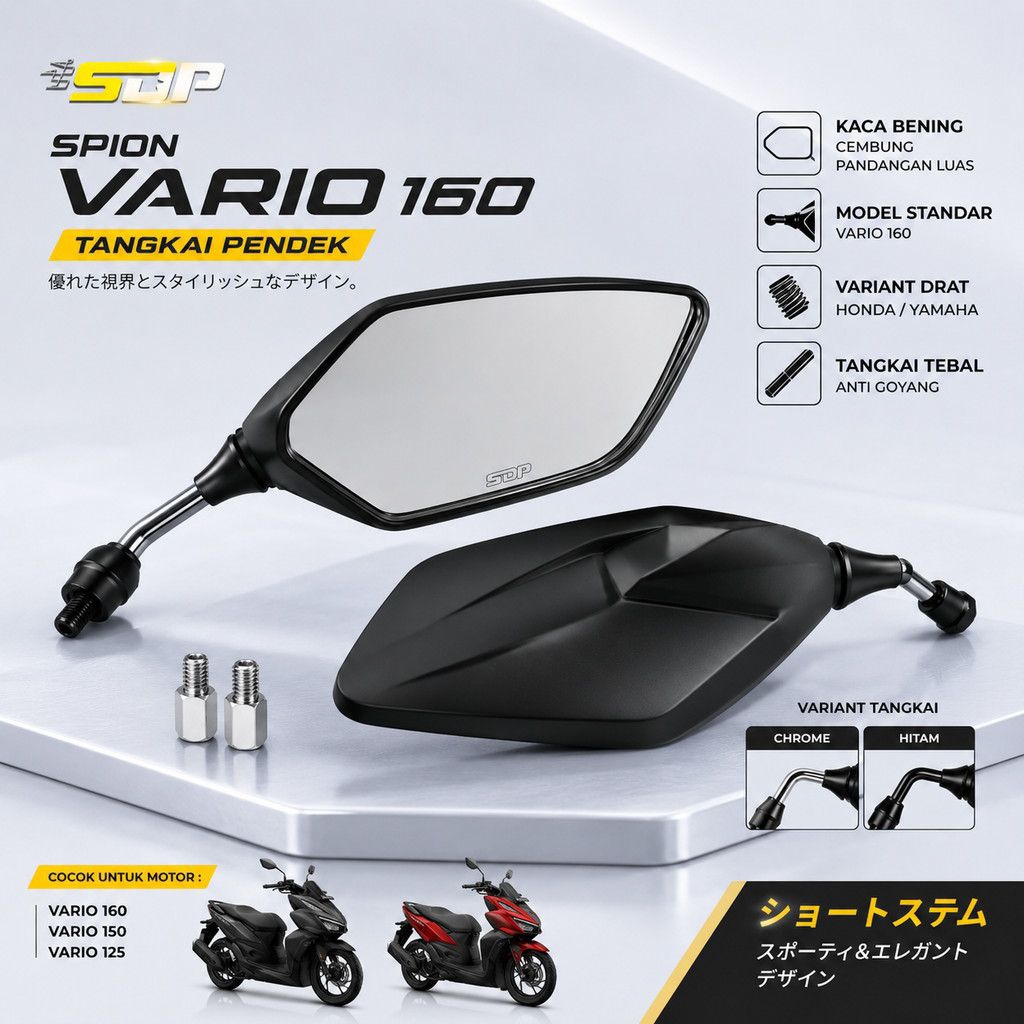 Spion Vario Terbaru Tangkai Chrome Spion Vario 160 Vario 125 Vario 110 Spion Tangkai Pendek Chrome