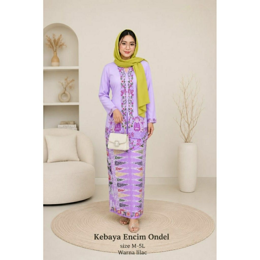SETELAN KEBAYA ENCIM MOTIF ONDEL ONDEL DAN SELENDANG // KEBAYA ENCIM MODERN // KEBAYA ENCIM ONDEL ON