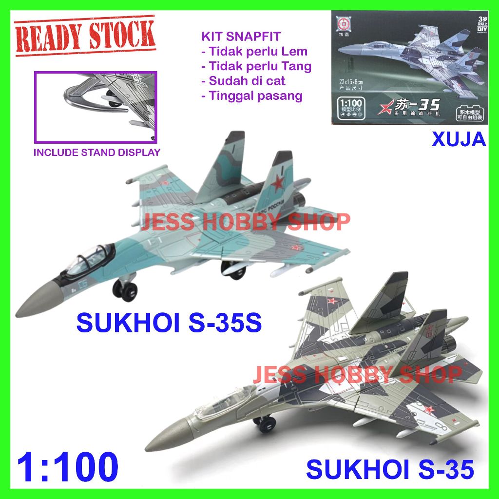 Model Kit XUJA 1/100 Pesawat Sukhoi SU-35S / SU-35 Flanker Su35S Su35 dan lainnya Mainan Anak Diecas