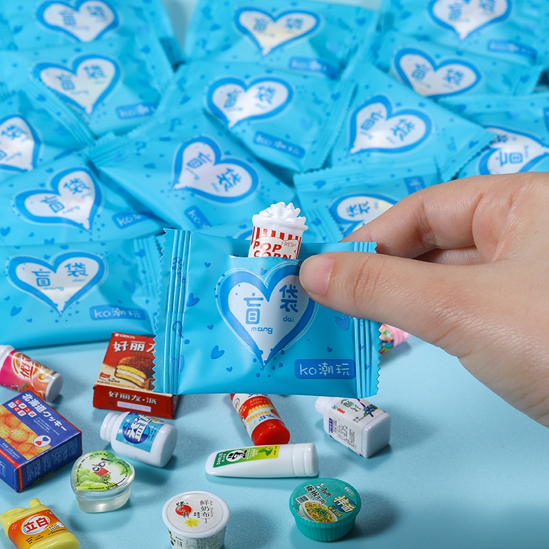 10 pcs - Blind Bag - Miniatur Makanan Lucu - Snack Supermarket - Animal - Botol - Dessert - Mystery 