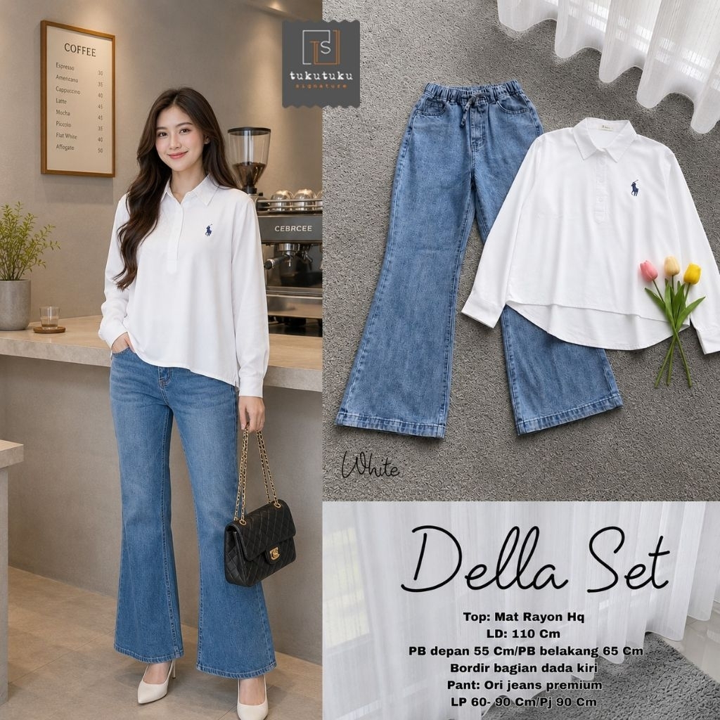 DELLA SET // SETELAN BLOUSE KATUN CELANA JEANS // BY TUKUTUKU