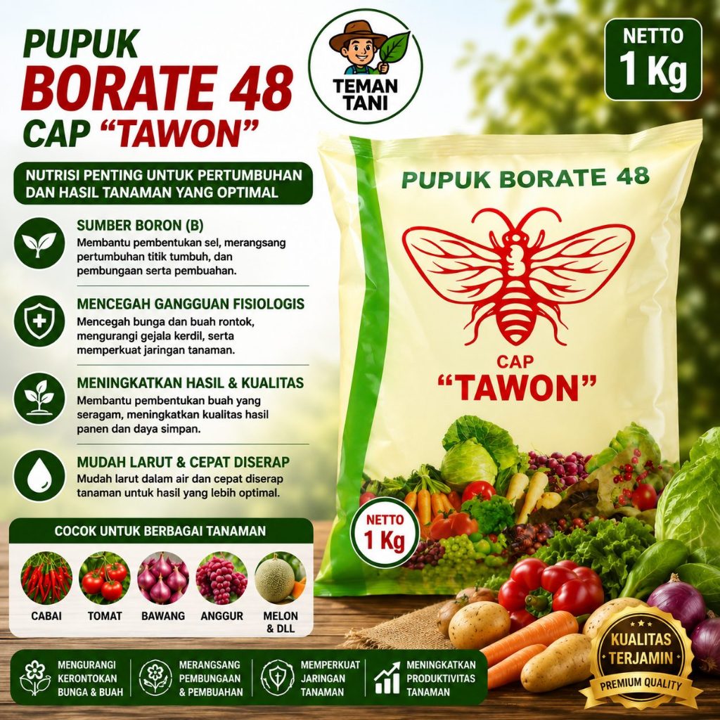 Pupuk Borate 48 Cap Tawon | Pupuk Mikro Boron 48% untuk segala Jenis Tanaman | 1KG