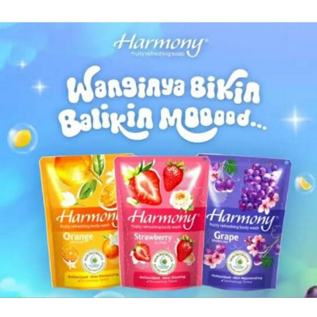 Harmony sabun cair 60gr, sabun mandi, sabun mandi cair