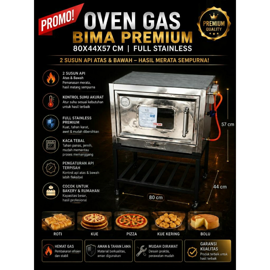 OVEN GAS BIMA 8044 FULL STAINLESS