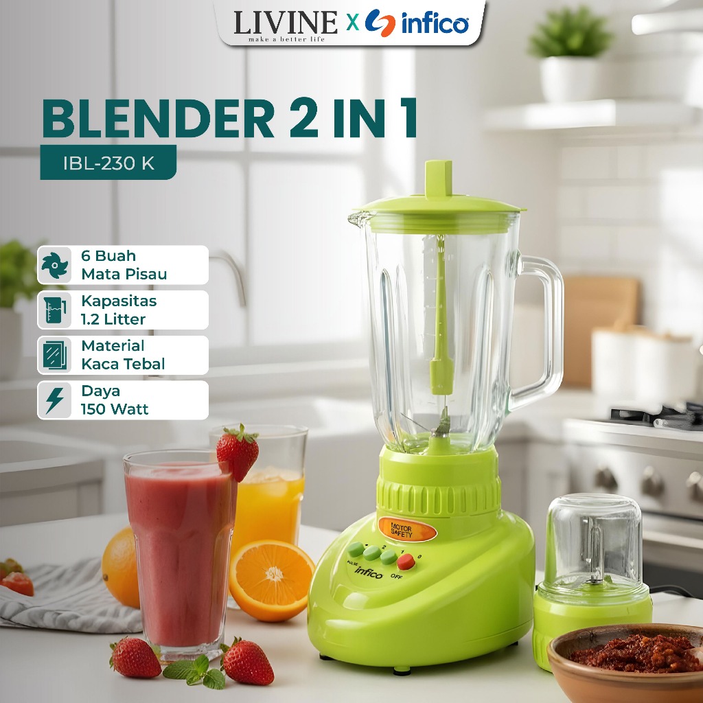 Naza x Infico Blender Kaca Duo 2 in 1 Buah & Bumbu IBL - 230