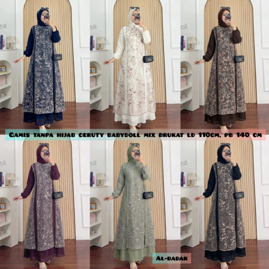 GAMIS VIRAL GAMIS BAHAN CERUTY MIX BROKAT MODEL BUSUI FRENDLY GAMIS VIRAL