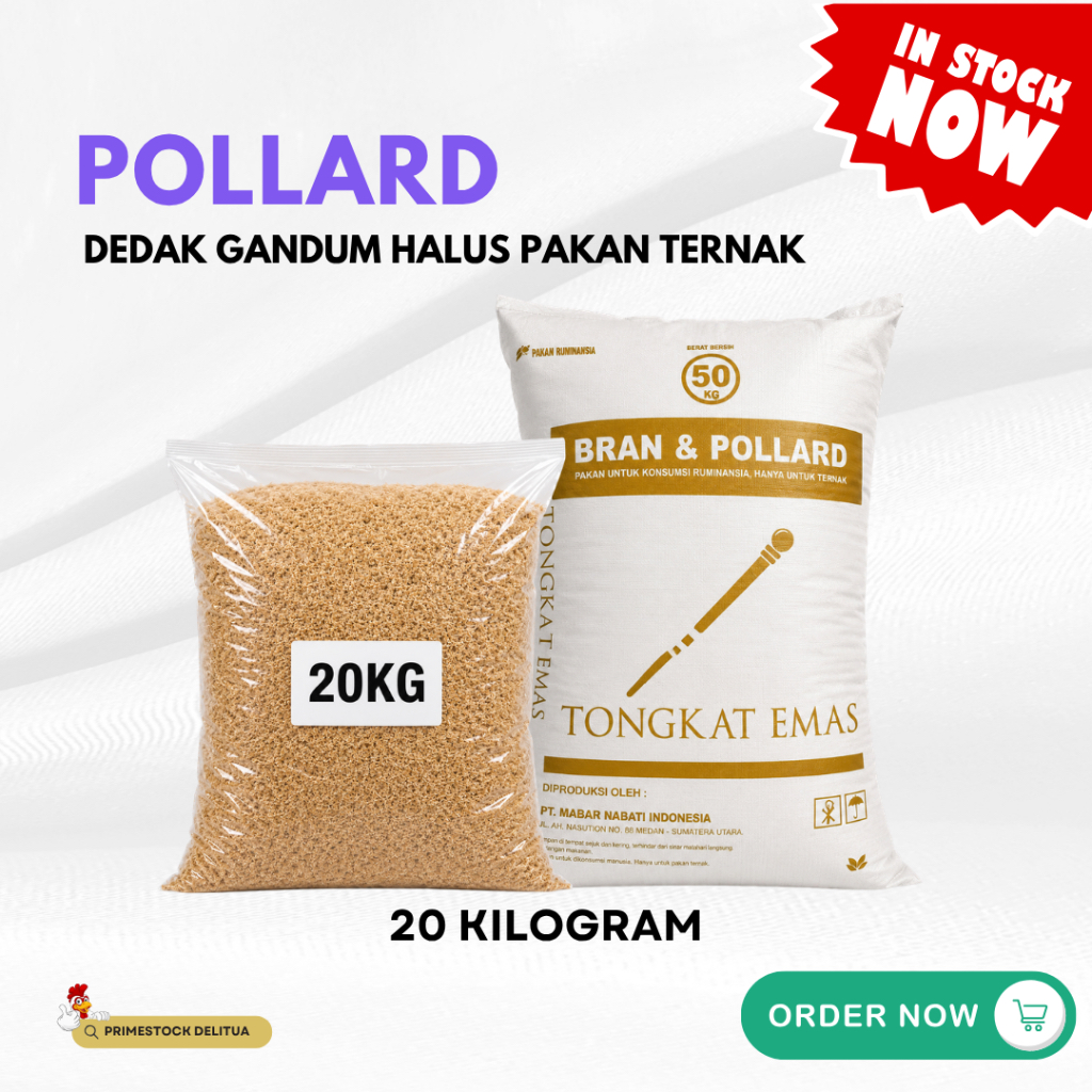 Pollard Tongkat Emas 20Kg Dedak Gandum Halus Pakan Sapi Kambing Domba Ayam Itik Repack Paket Hemat