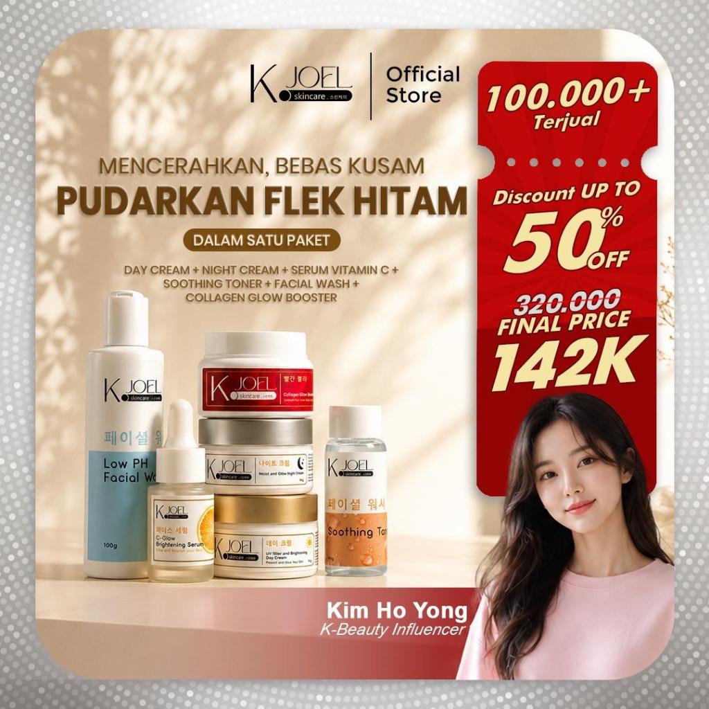 X. KJOEL Paket Bundling - Day Cream + Night Cream + Toner Wajah + Serum Vit C + Facial Wash + Collag