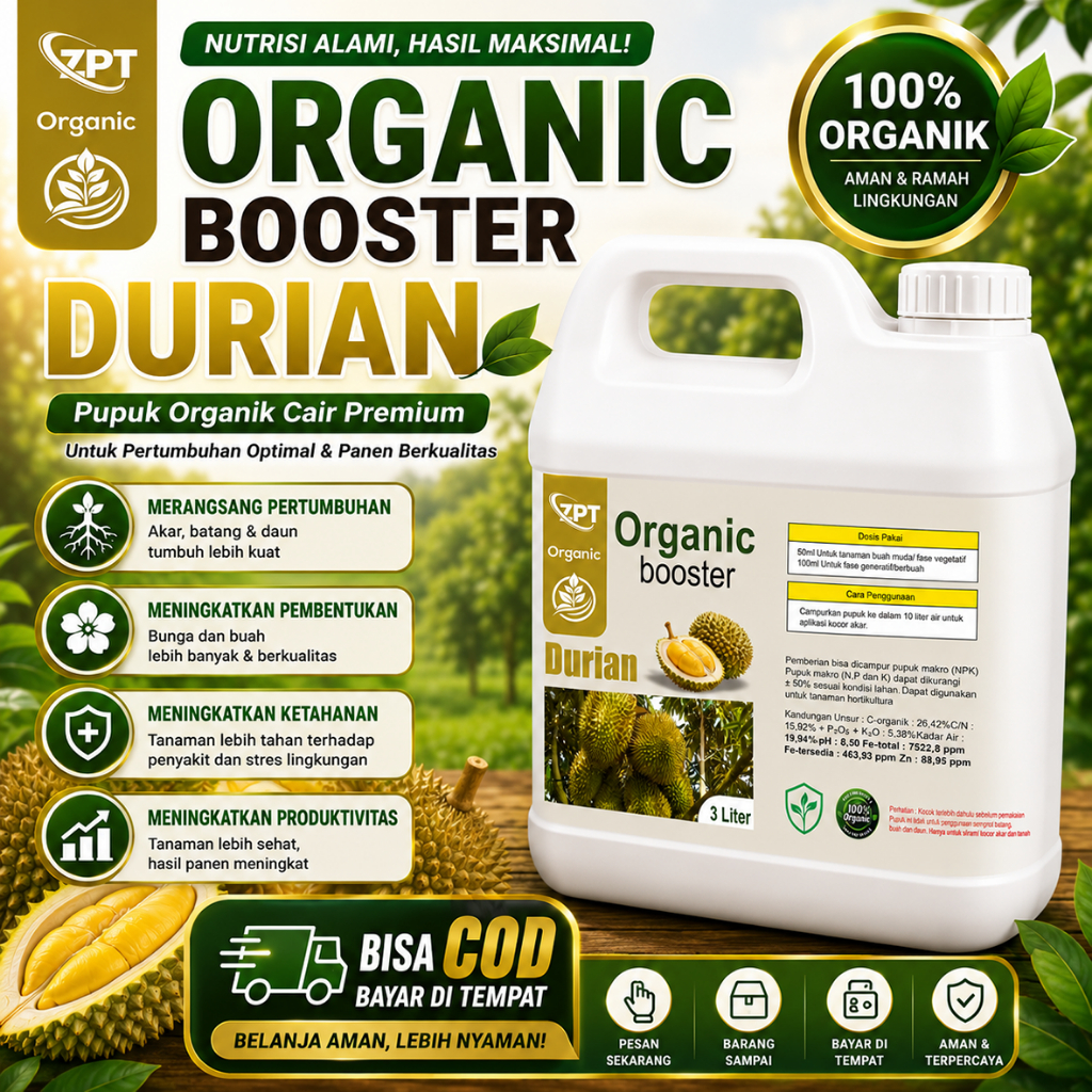Organic Booster Durian 3 liter, pupuk pelebat bunga dan buah organik untuk pelebatan buah durian mon