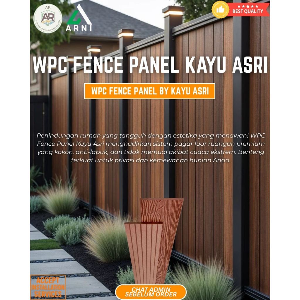WPC Fence Panel Kayu Asri | Pagar WPC Outdoor | Panjang 2,9 m