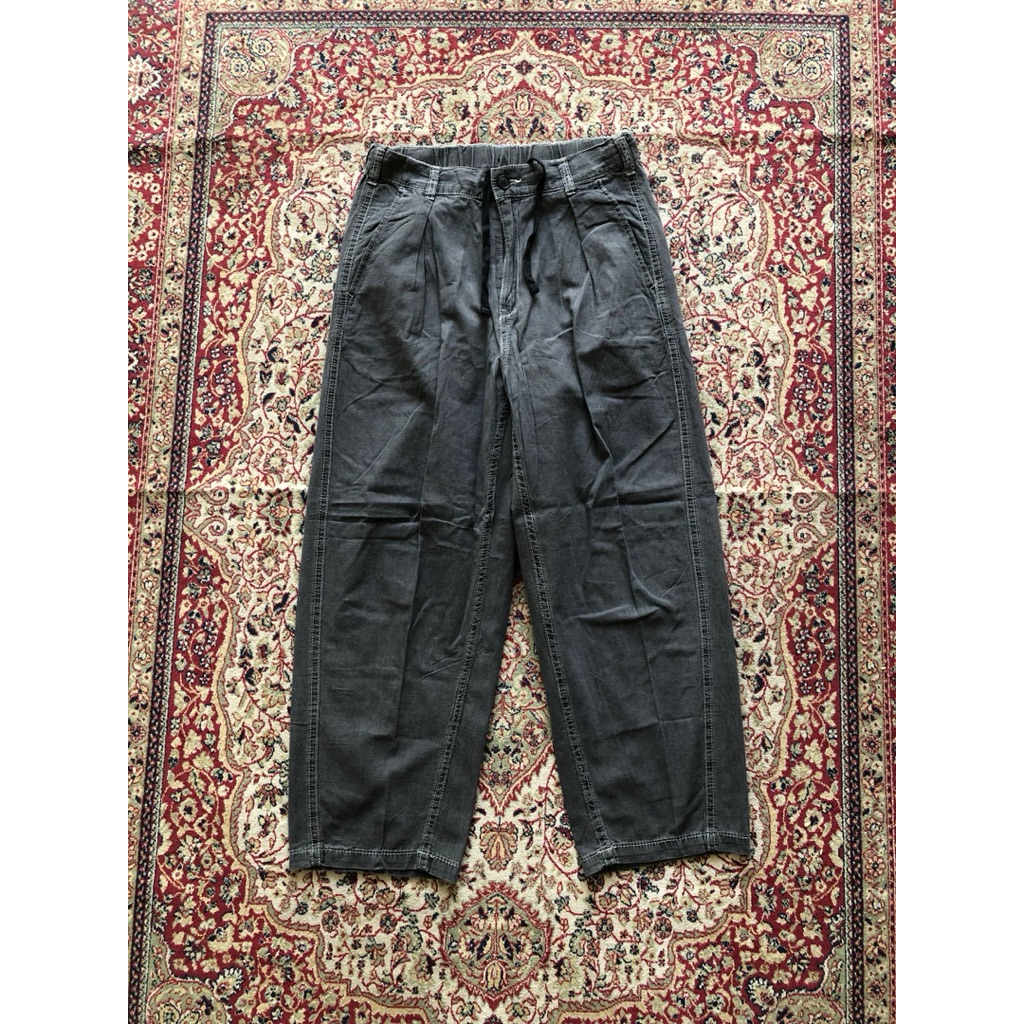 Celana Gu denim curved tuck ankle pants Cintage denim gu japan Hi348