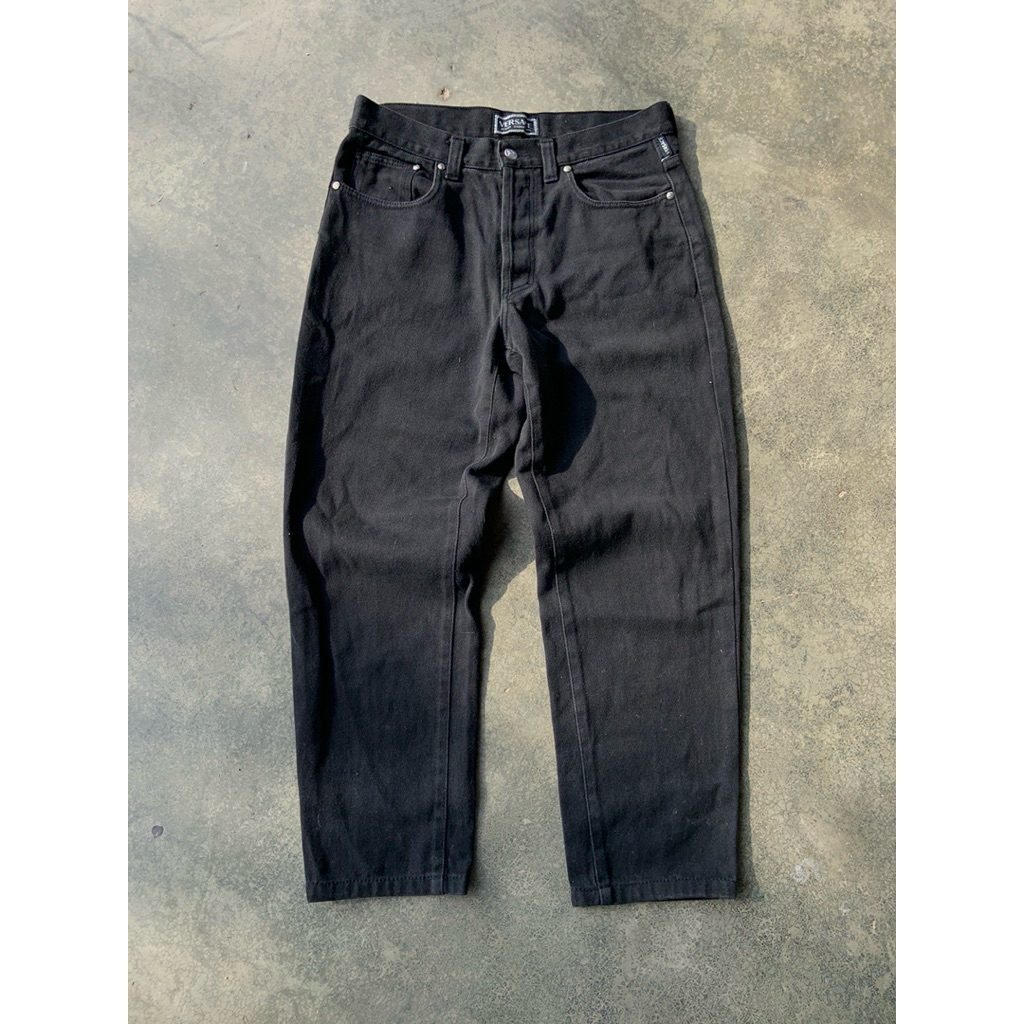 Versace Jeans Signature Black Denim Pants Made In Italy