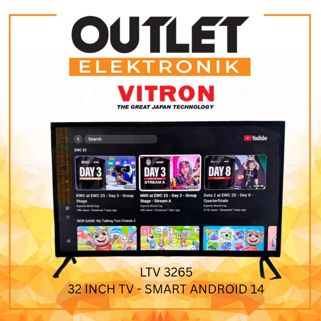 [EKSPEDISI] VITRON LED Smart TV 32 Inch LTV 3265 SMART / LTV3265 / LTV-3265 - Youtube, Netflix, Andr