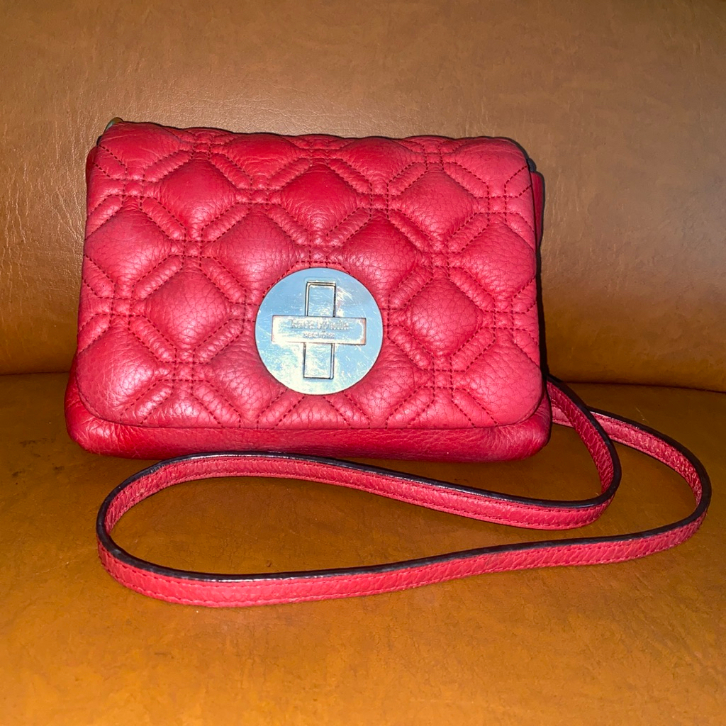Preloved Original Tas KATE SPADE Astor Court Naomi Quilted Red Leather Small Crossbody Shoulder Bag.