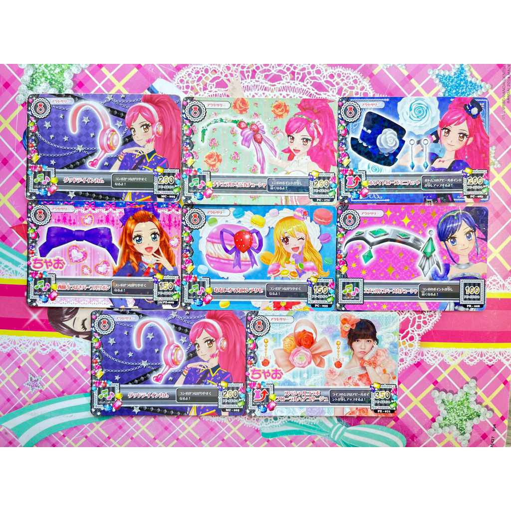 Kartu Aikatsu Accessory Jepang Satuan Seira Otoshiro Strawberry Headband Mcd Pink Income Black Hat T