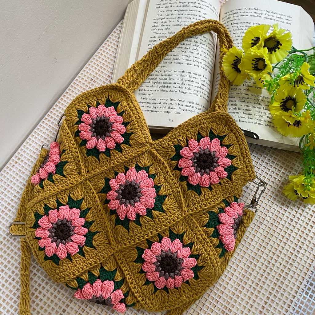 Rossie and Sunny medium 2in1/ tas rajut handmade premium/ tas handbag slingbag