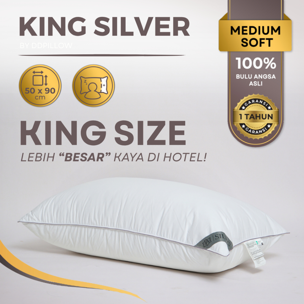 DDPillow / Bantal Hotel Bintang 5 Bulu Angsa Asli, Type King Silver | Bantal 100% Bulu Angsa Asli