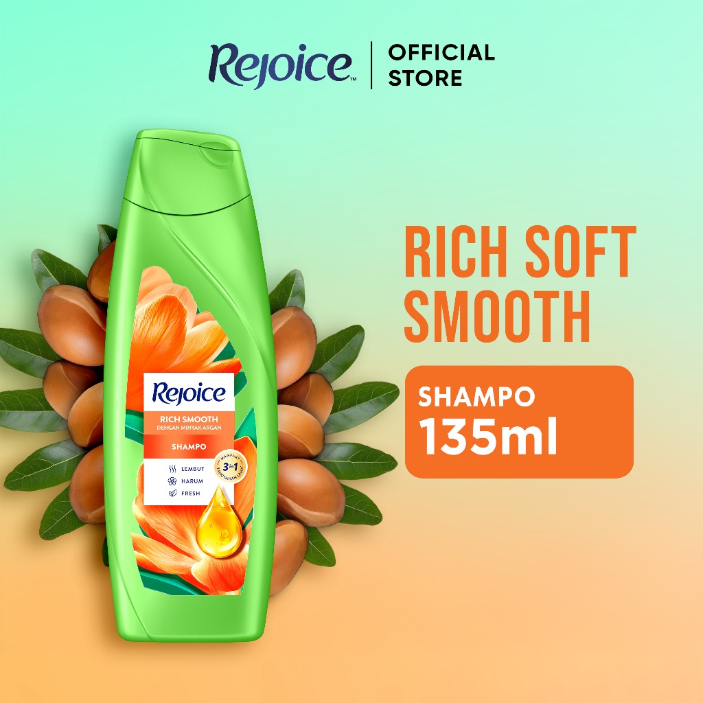 Rejoice Shampoo Rich Soft Smooth 135 ml | Rejoice Sampo Perawatan Rambut Halus Lembut