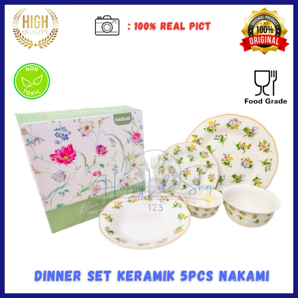 Dinner Set Keramik Isi 5pcs NAKAMI / Gift Box Dinner Set Keramik