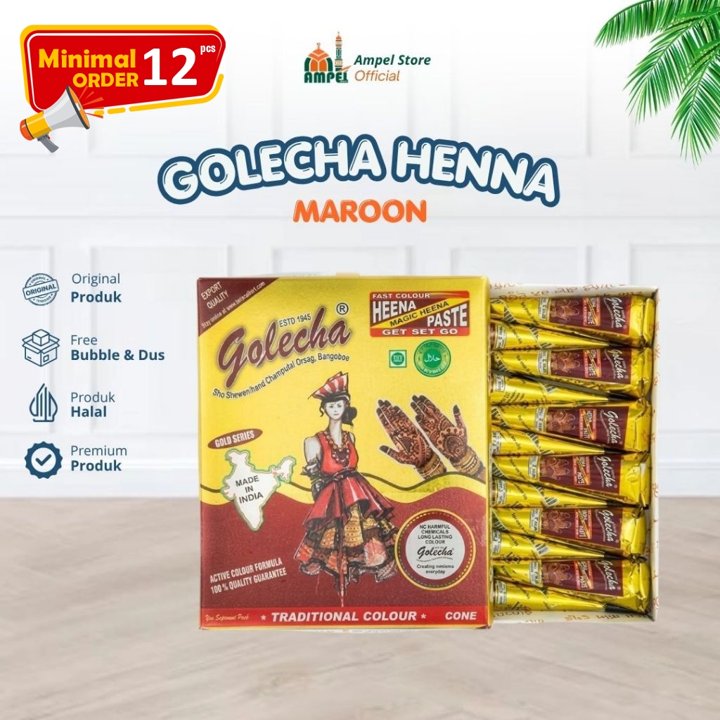 Henna Golecha Maroon Min Order 12 Pcs Henna Neha Halal Sah Untuk Sholat