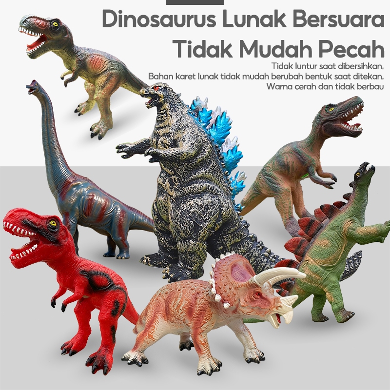 Boneka Dinosaurus Karet Besar Bersuara T-Rex Mainan Anak Laki-laki