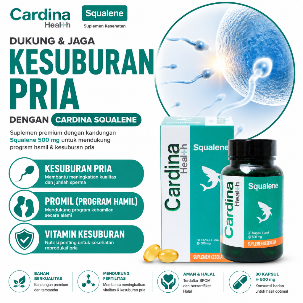 Cardina Health Squalene - Obat Sperma Encer Azoospermia Sperma Kosong Penyubur Sperma Promil Ampuh y