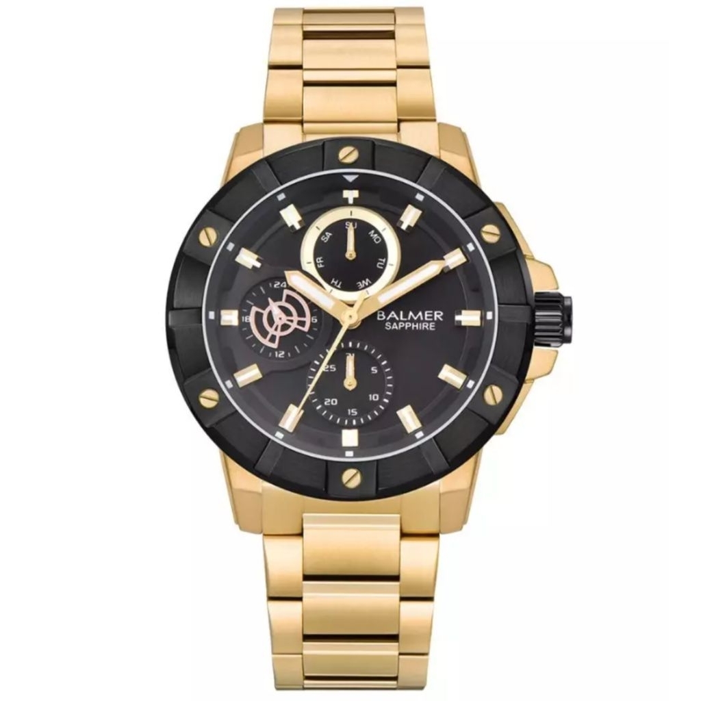 Jam Tangan Balmer 8813 Rantai Gold Dasar Hitam Cewek
