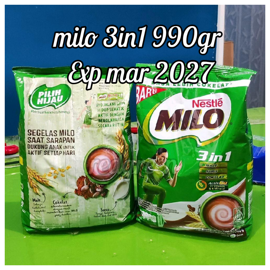 Nestle Milo 3 in 1 990GRAM  milo 3in1 bubuk susu cokelat 3in1  Milo 3in1 milo 3in1 milo3in1  990GR n