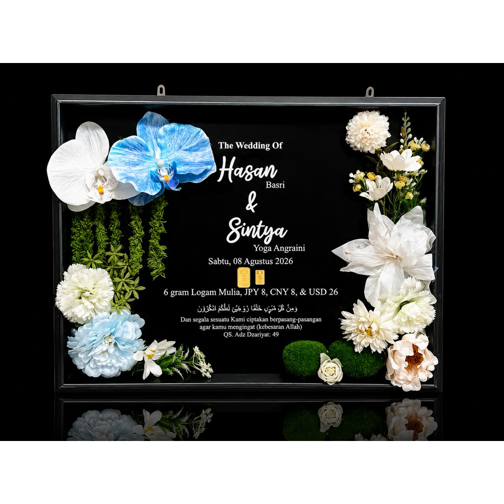 (PAPER ART BINGKAI PIGURA LIST HITAM) SERIES BASIC GARDENIA BINGKAI MAHAR GEN Z DOWRY FRAME SESERAHA