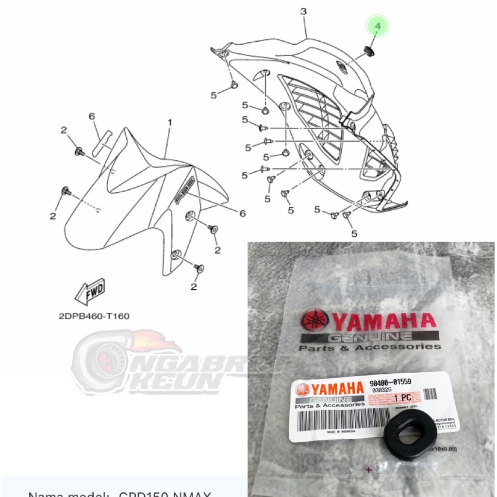 KARET GROMMET COVER DEK DEPAN LUMPUR PARU NMAX OLD ORIGINAL YGP