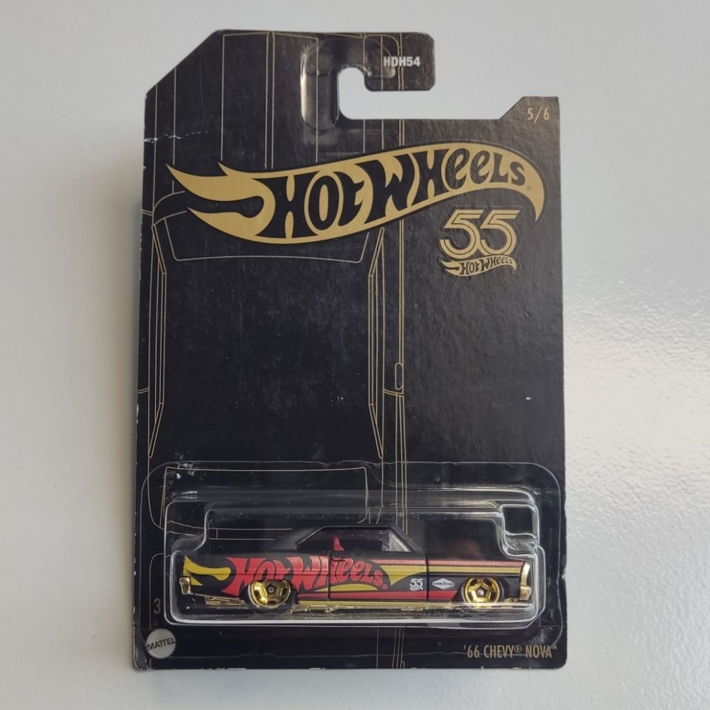 Hot Wheels 55th Anniversary 66 Chevy Nova Black-gold - HW SERIES