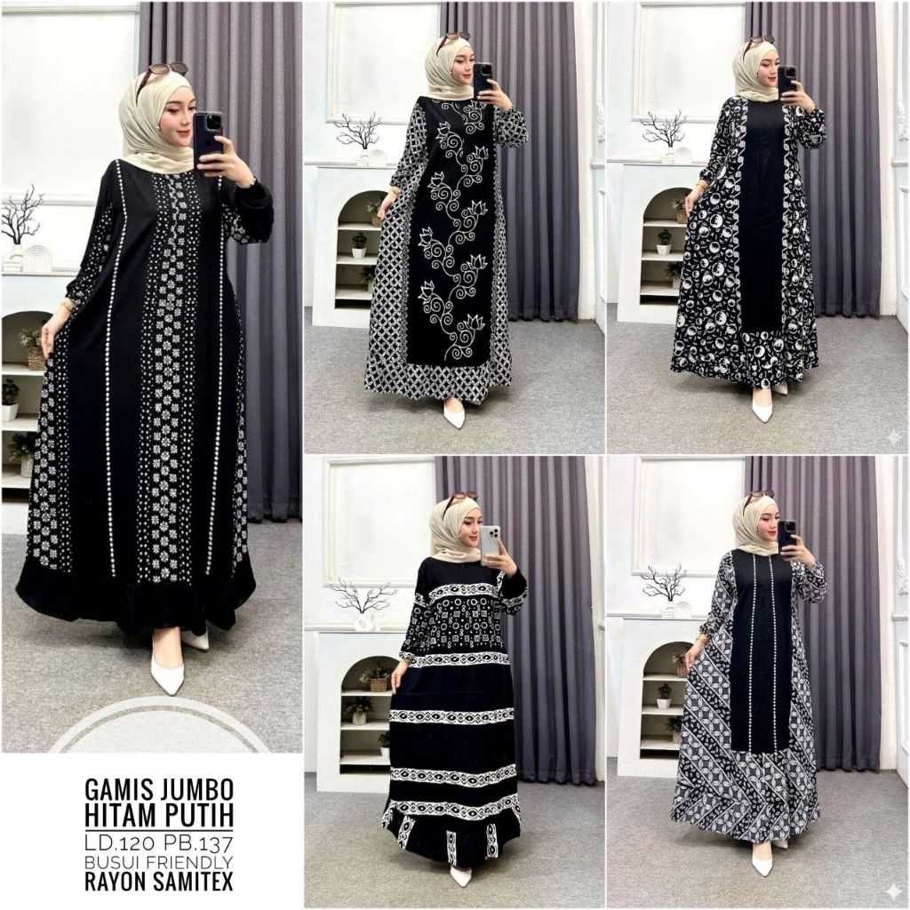 Gamis Jumbo Hitam Putih
