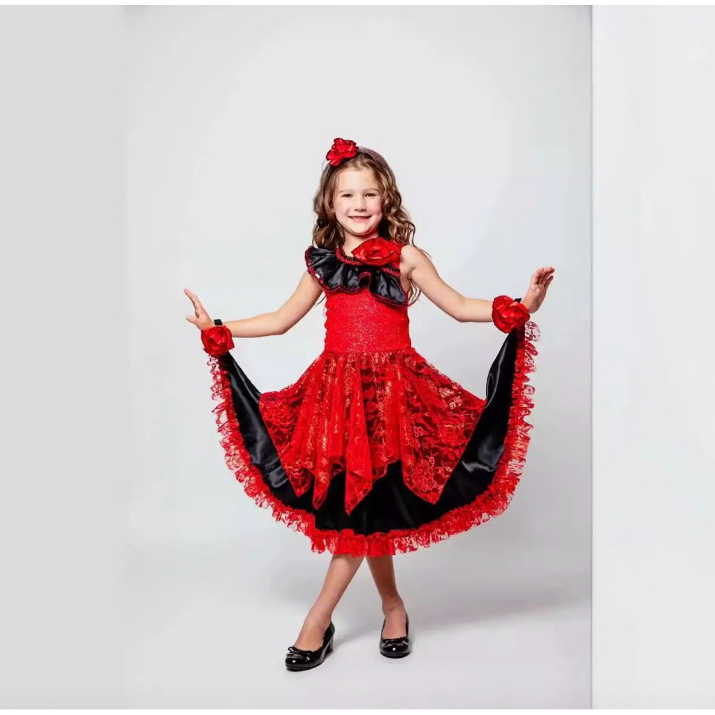 spanish flamenco girl costume | kostum spanyol anak perempuan