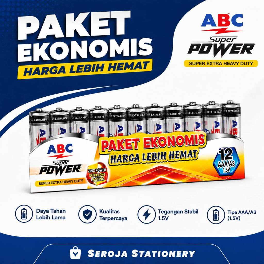 BATERAI ABC SUPER POWER AA | 1 PAK ISI 12 PCS