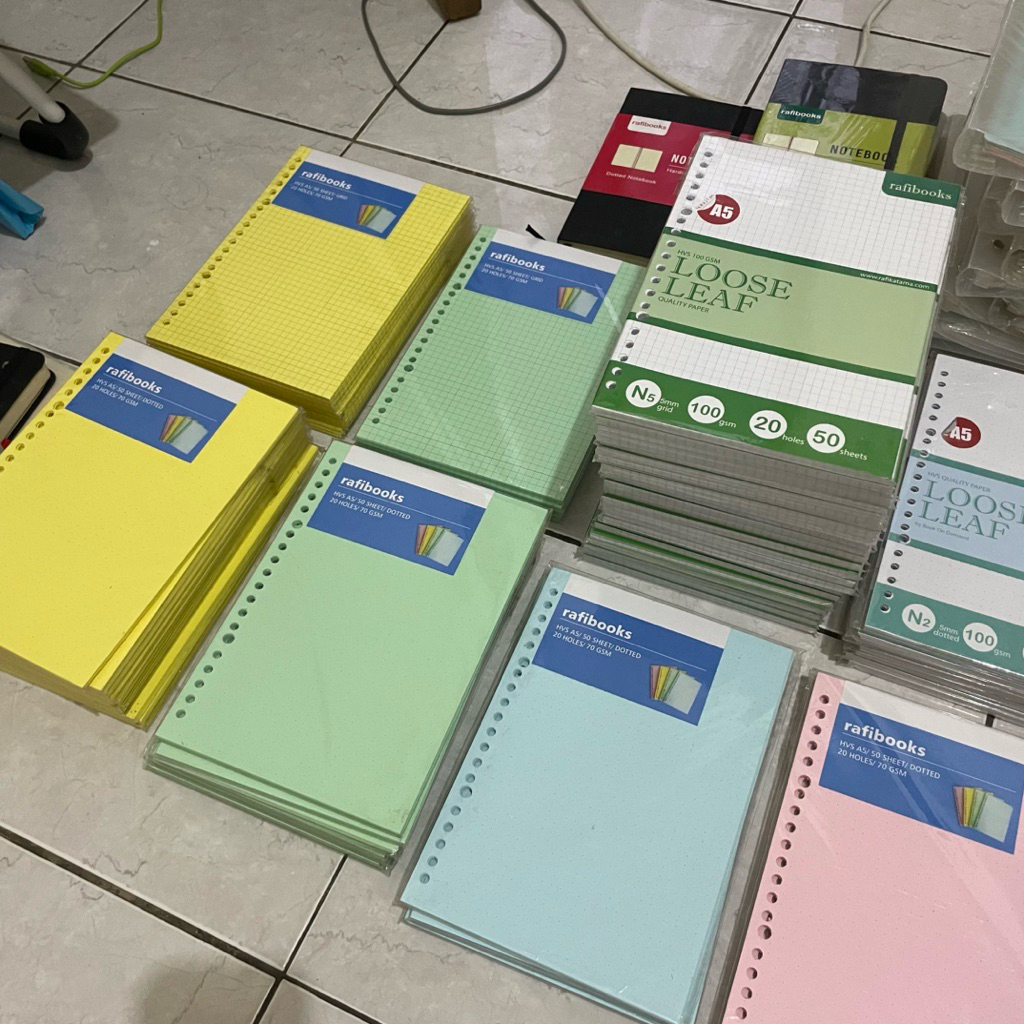Loose Leaf A5/B5 Stok Lama- HVS Pink Hijau Biru Kuning - Isi Notes / Kertas Binder Warna / Stationer