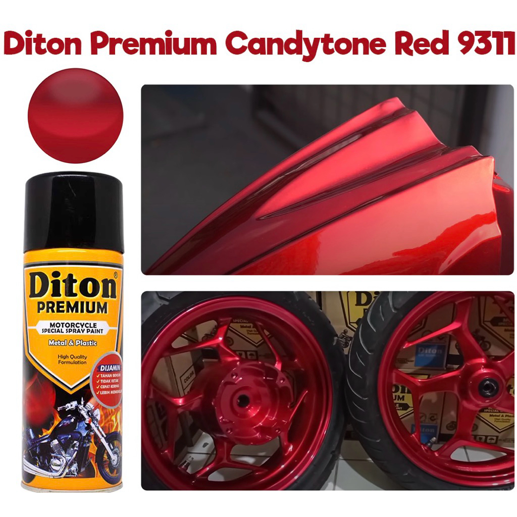 Pilox Diton Premium Merah Candy Paket Candy Tone Merah Mazda || Cat Semprot Body Motor Rangka Motor&