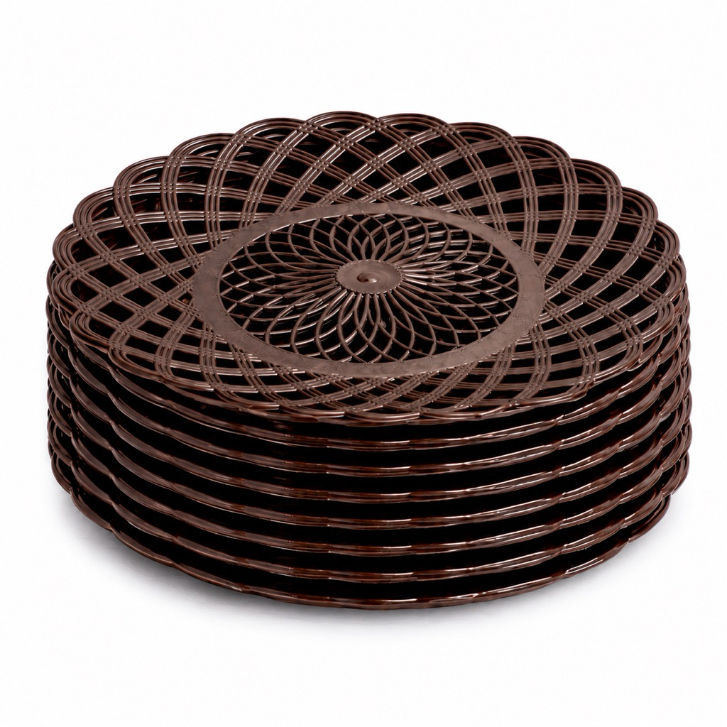 Piring Rotan Plastik Motif Anyaman 1Lusin