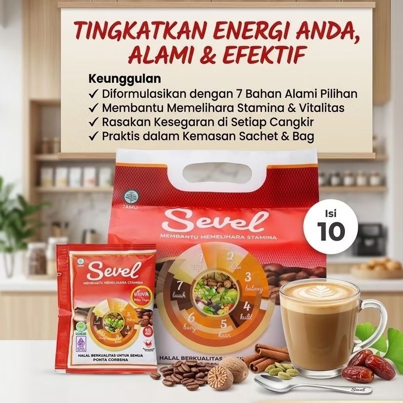 Kopi Sevel Herbal HNI 7 Elemen 10 Sachet