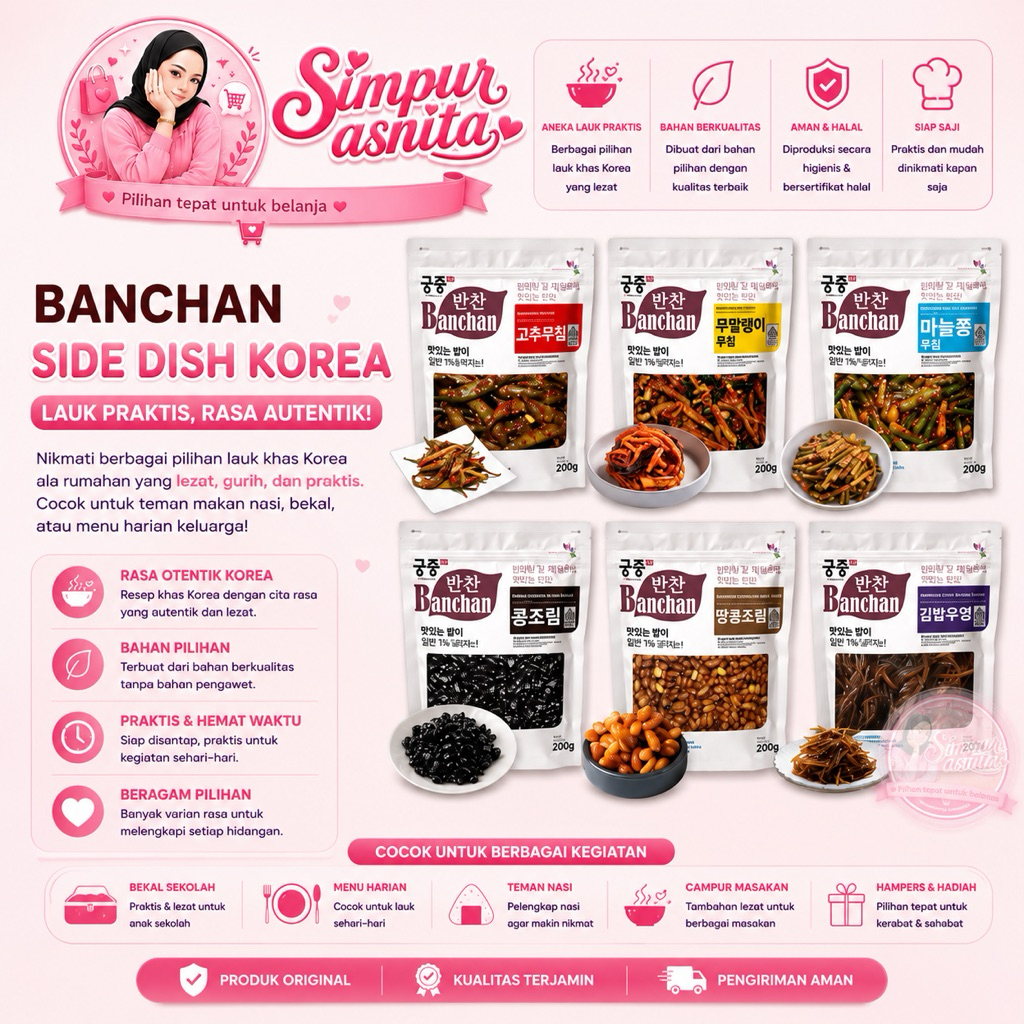 BANCHAN SIDE DISH KOREAN FOOD 200 GR / KIMCHI / CABE / LOBAK / GARLIC BAWANG PUTIH / BEANS KACANG KE