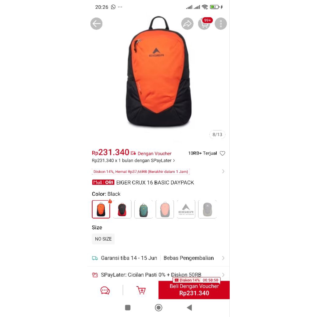 PL daypack EIGER CRUX 16