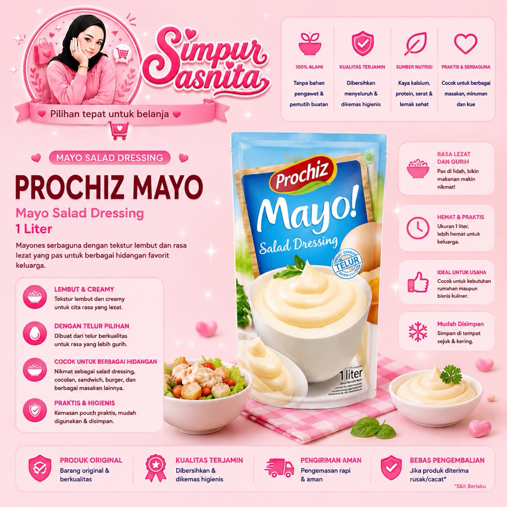 Prochiz Mayo Salad Dressing 1 Liter - Prochiz Mayonaise