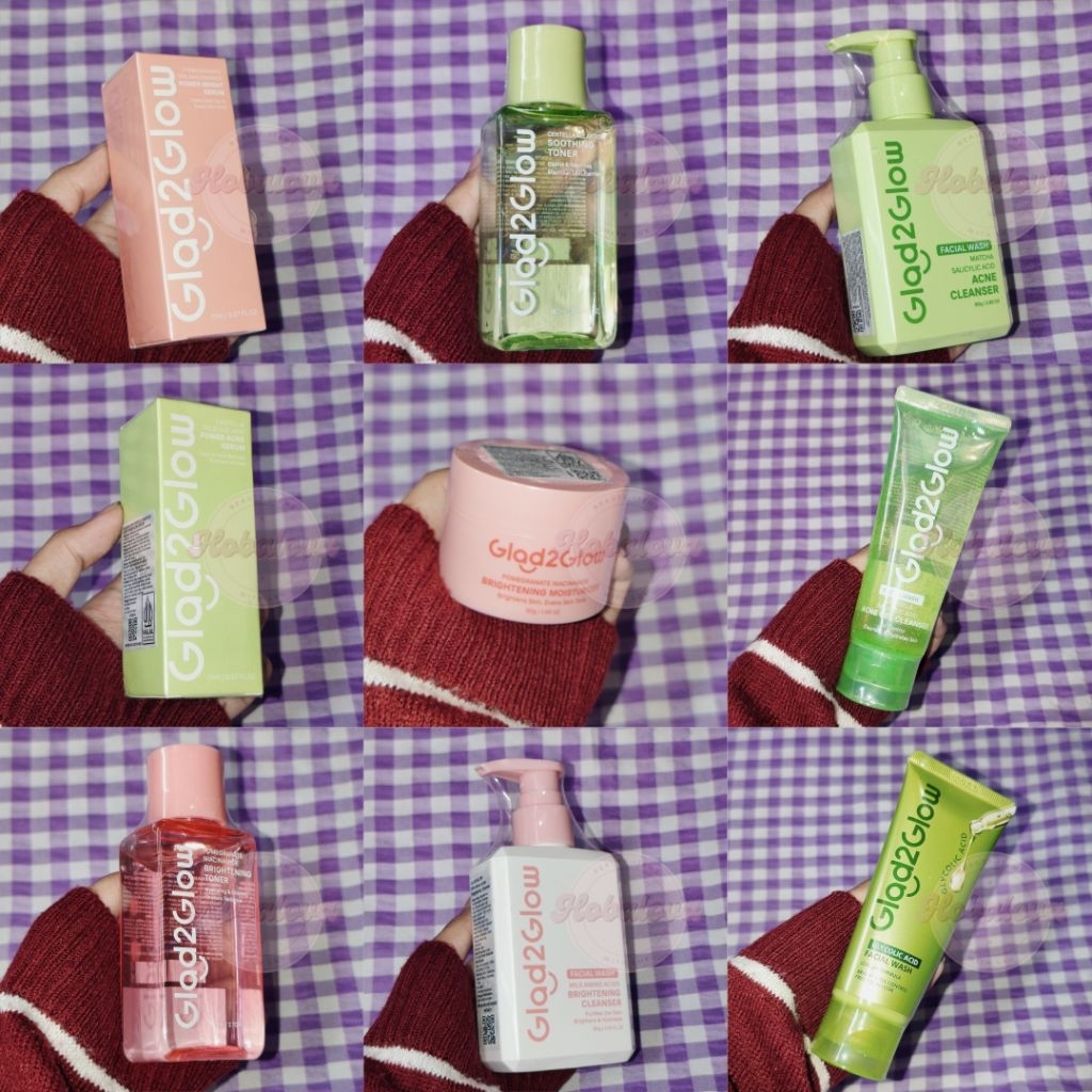 [NEW BISA COD] GLAD2GLOW Serba Serbi G2G Facial Wash Moisturizer Lip Serum Toner Micellar Water Acne