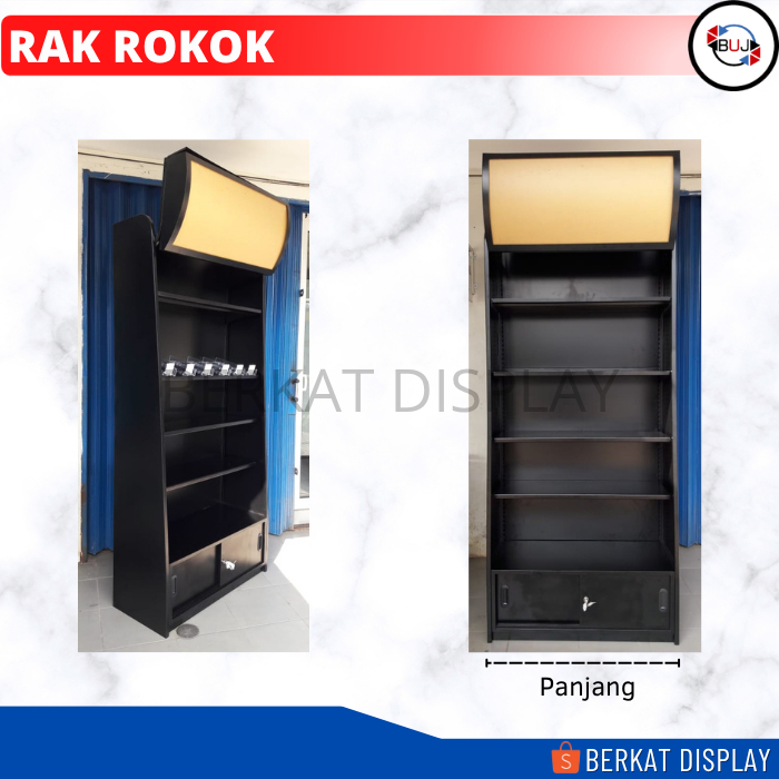 BACKWALL - RAK ROKOK -  RAK BELAKANG MEJA KASIR 90 cm - HITAM