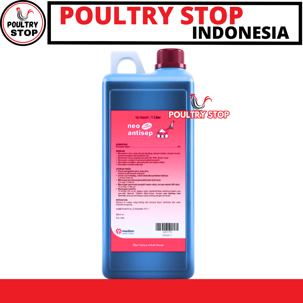 NEO ANTISEP NEW FORMULA 1 LITER MEDION - Desinfektan Disinfektan Iodine untuk Kandang dan Peralatan 