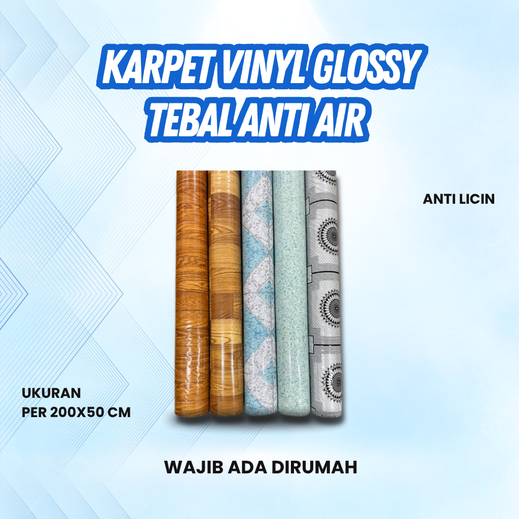 [INCLUDE PAPERCONE] Karpet Lantai Vinyl Korea Lebar 2 Meter - Karpet Plastik Glossy Tebal Anti Air R