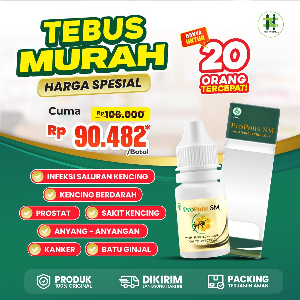 PROMO Propolis Sm Obat Infeksi Saluran Kencing Berdarah Prostat Sakit Kencing Anyang Anyangan Batu G