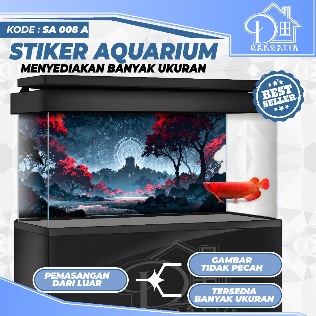 STIKER AQUARIUM AQUASCAPE, STIKER KACA AQUARIUM, BACKGROUND AQUARIUM TEMA PEMANDANGAN JEPANG  SA-010