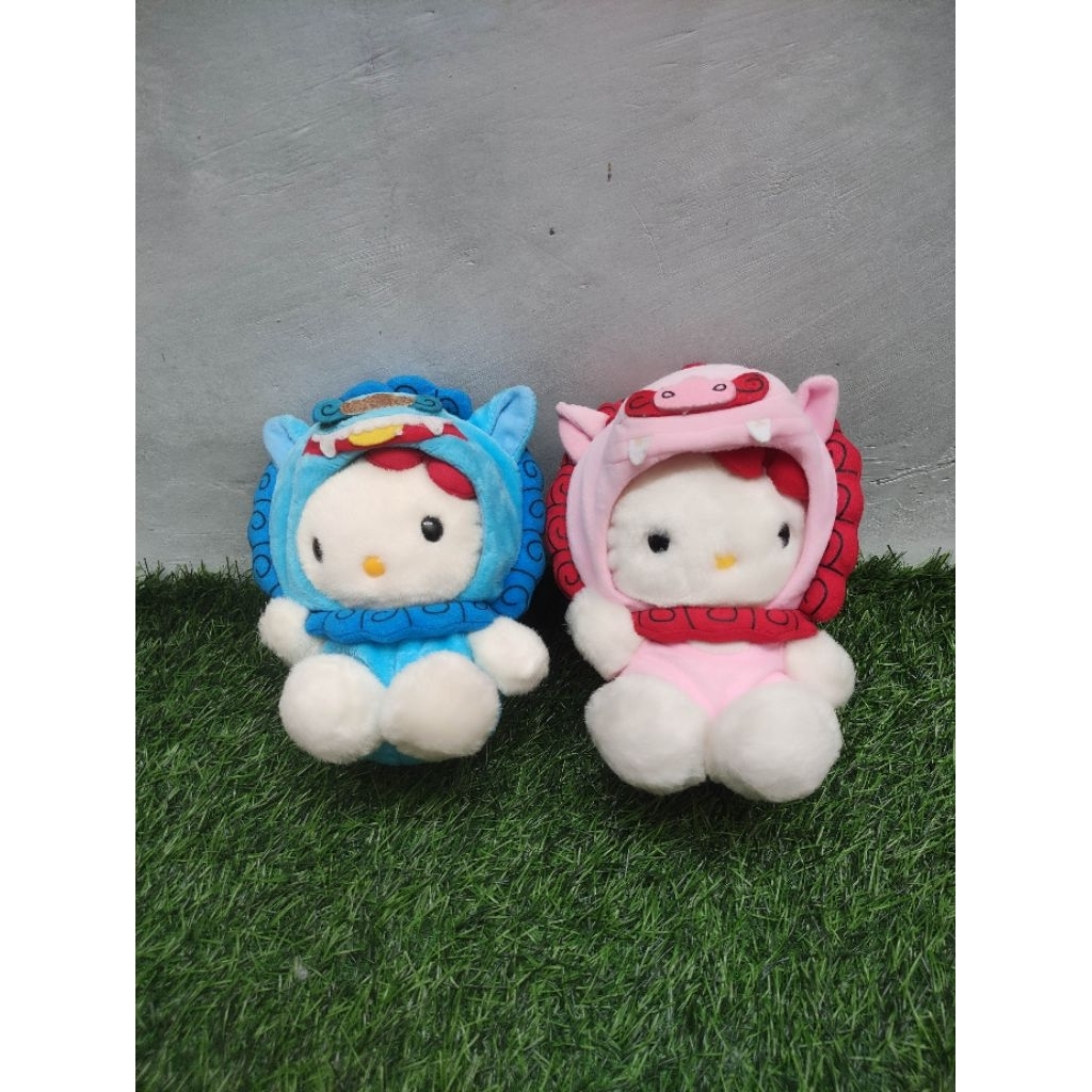 Boneka sepasang hello kitty okinawa shisa lion rare original sanrio new tag (lepas kolpri)